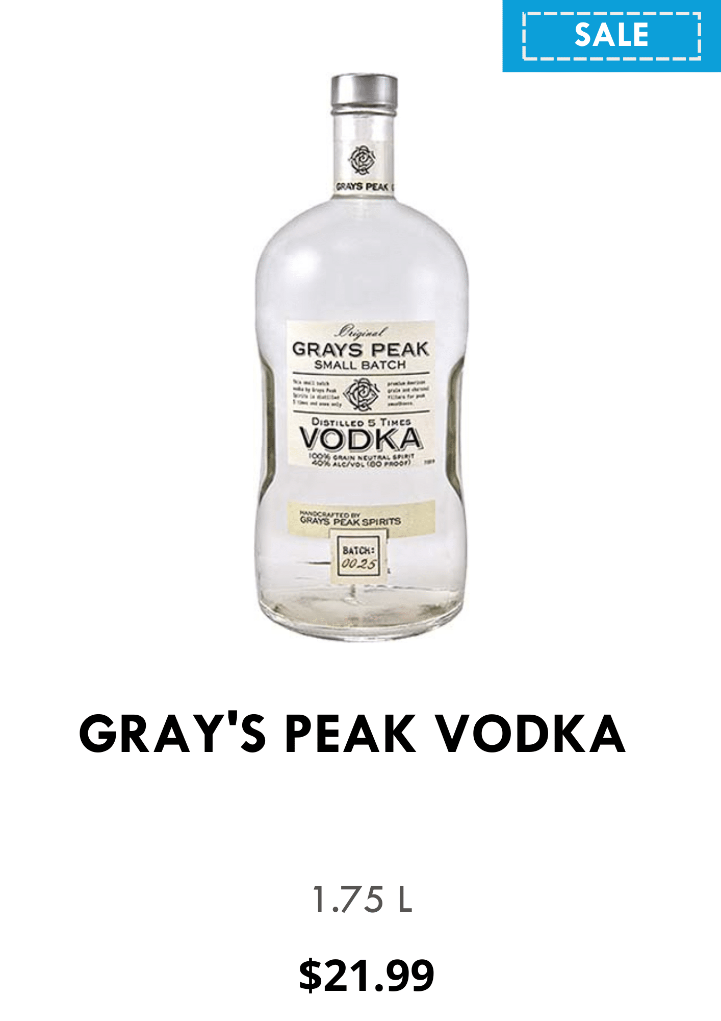 Grey's Peak Vodka (1.75L)