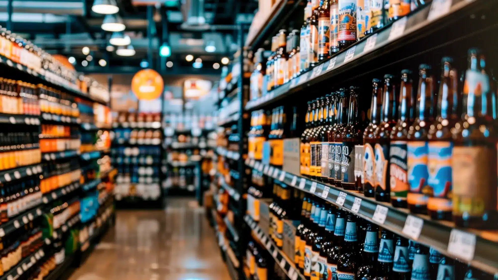 liquor store shelves displaying a wide selection of wine spirits and craft beer for customers seeking quality choices