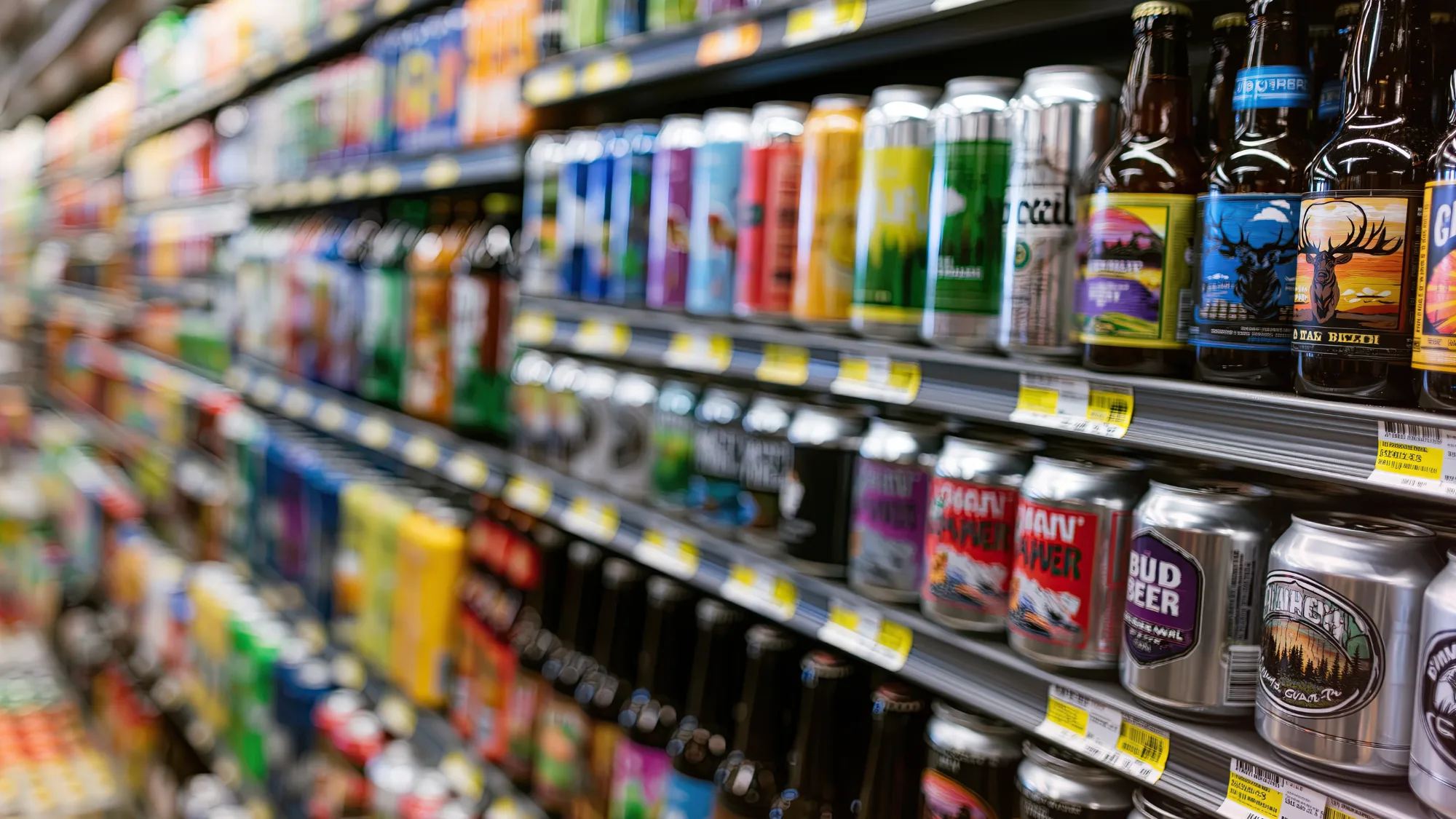 choose-from-the-largest-craft-beer-selection-available-at-leading-stores-in-mystic-connecticut A comprehensive selection of domestic and imported craft beers displayed neatly in a store.