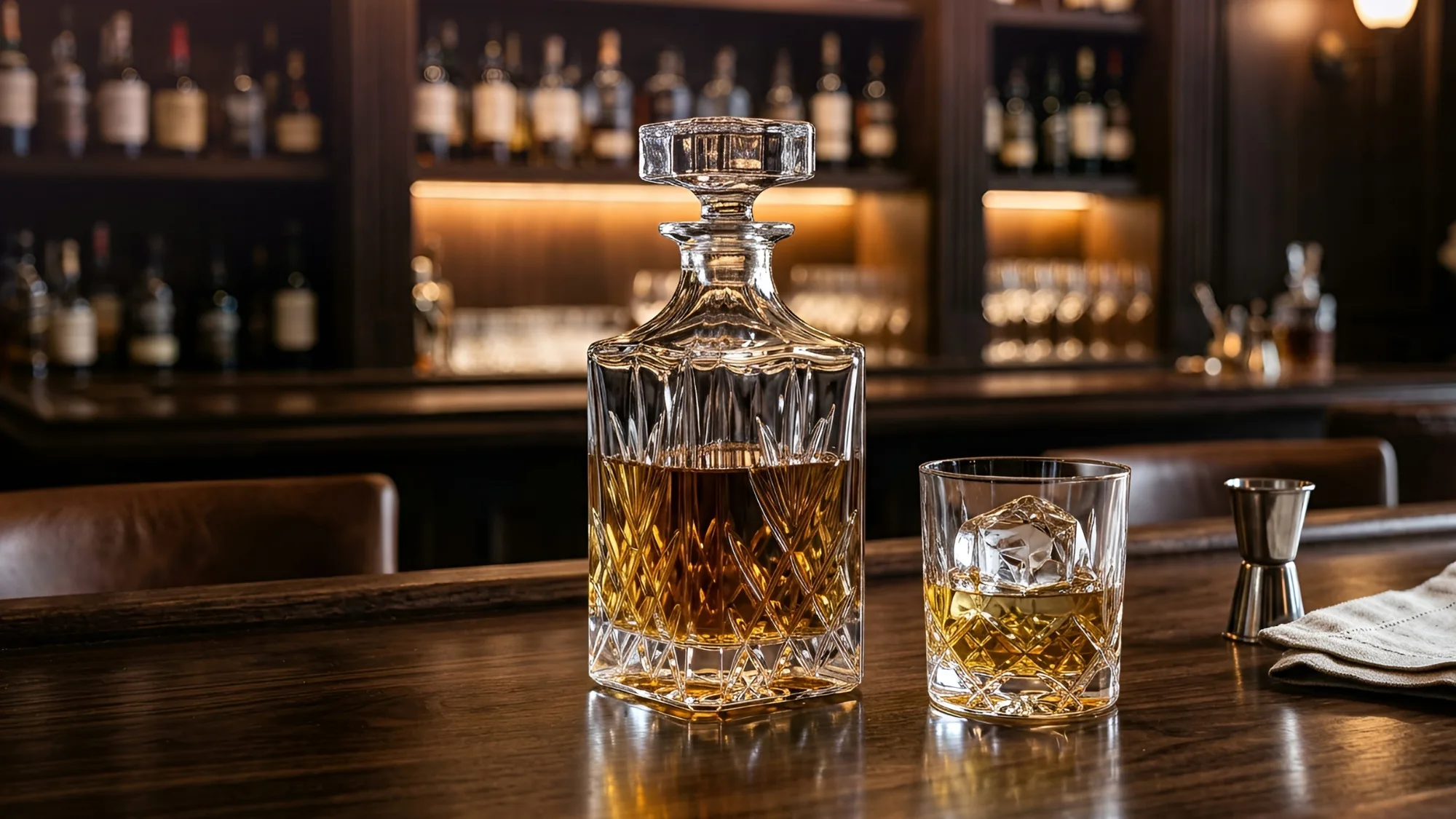 upgrade-your-home-bar-with-premium-spirits-from-leading-waterford-liquor-shops A beautifully curated home bar featuring an array of premium spirit bottles from Waterford.
